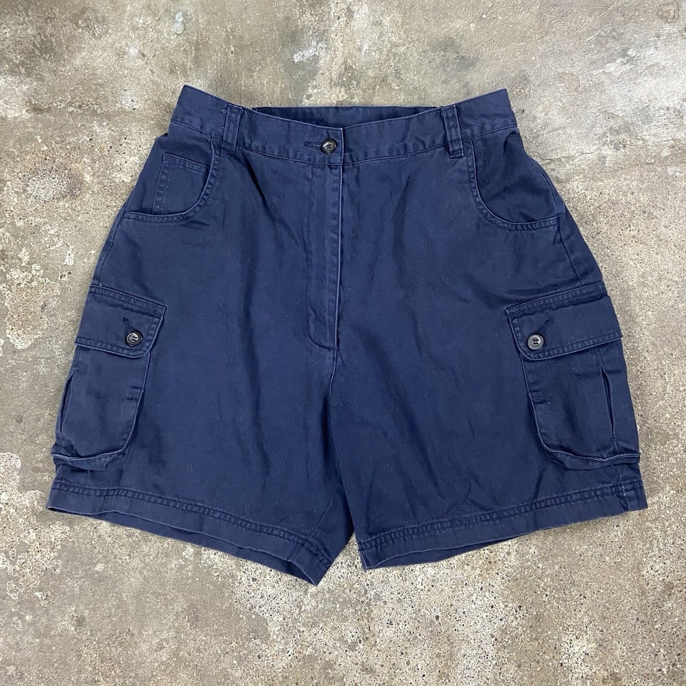 Vintage 90s Woolrich Cargo Shorts Women's Size 12 Navy Blue Relaxed Fit Outdoor